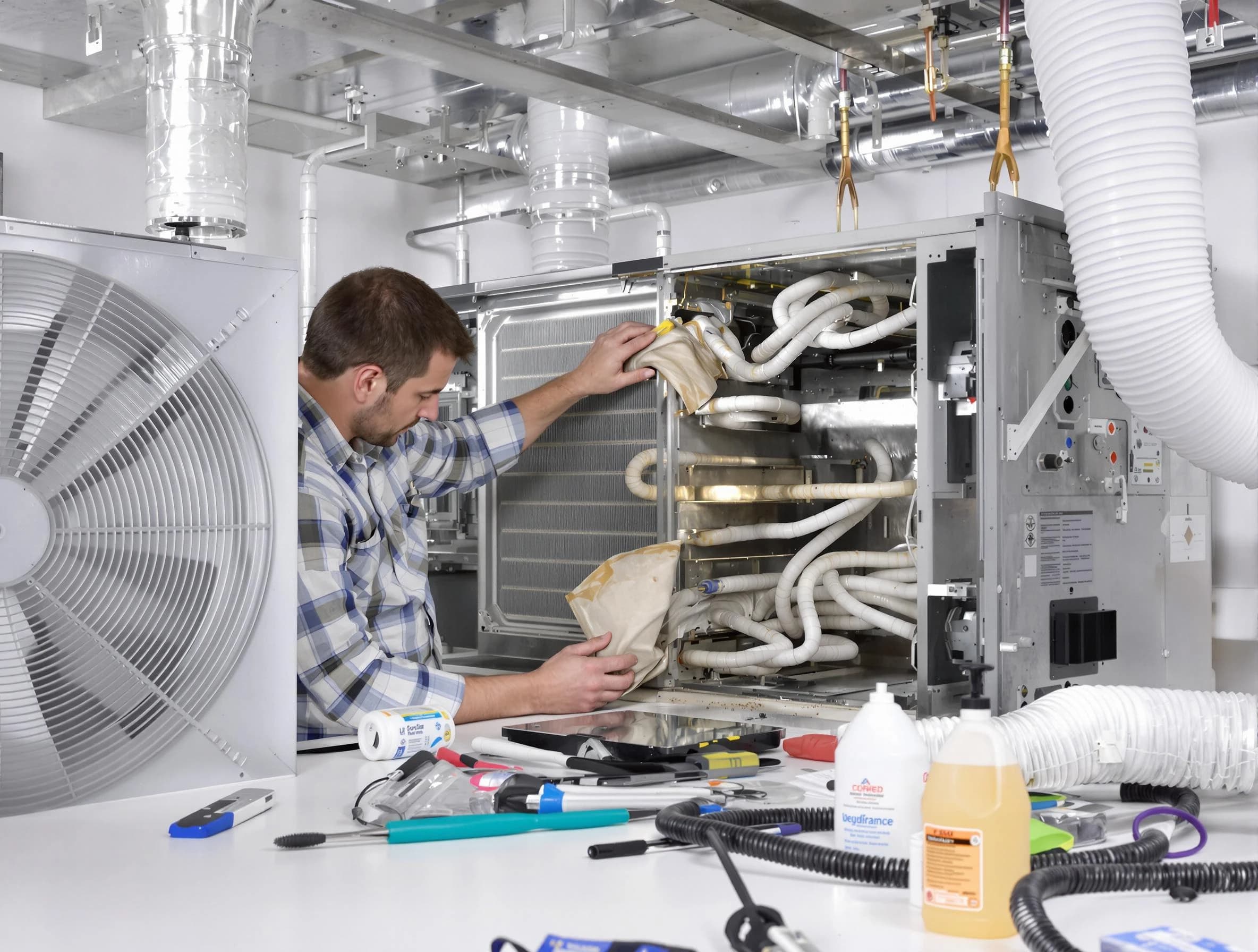 Edgewood Air Duct Cleaning specialist performing precision AC coil cleaning in Edgewood