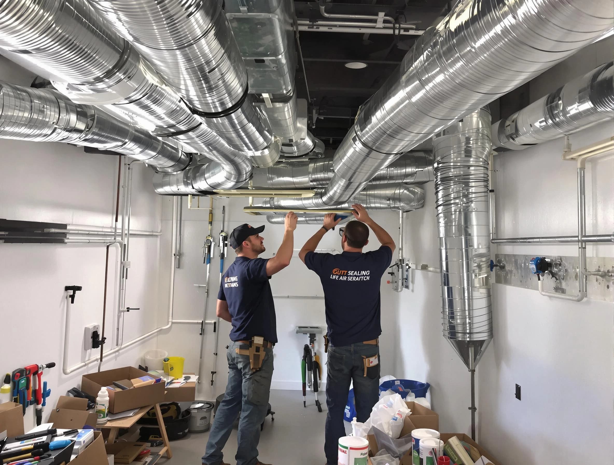 Edgewood Air Duct Cleaning technician applying professional duct sealing solutions in Edgewood
