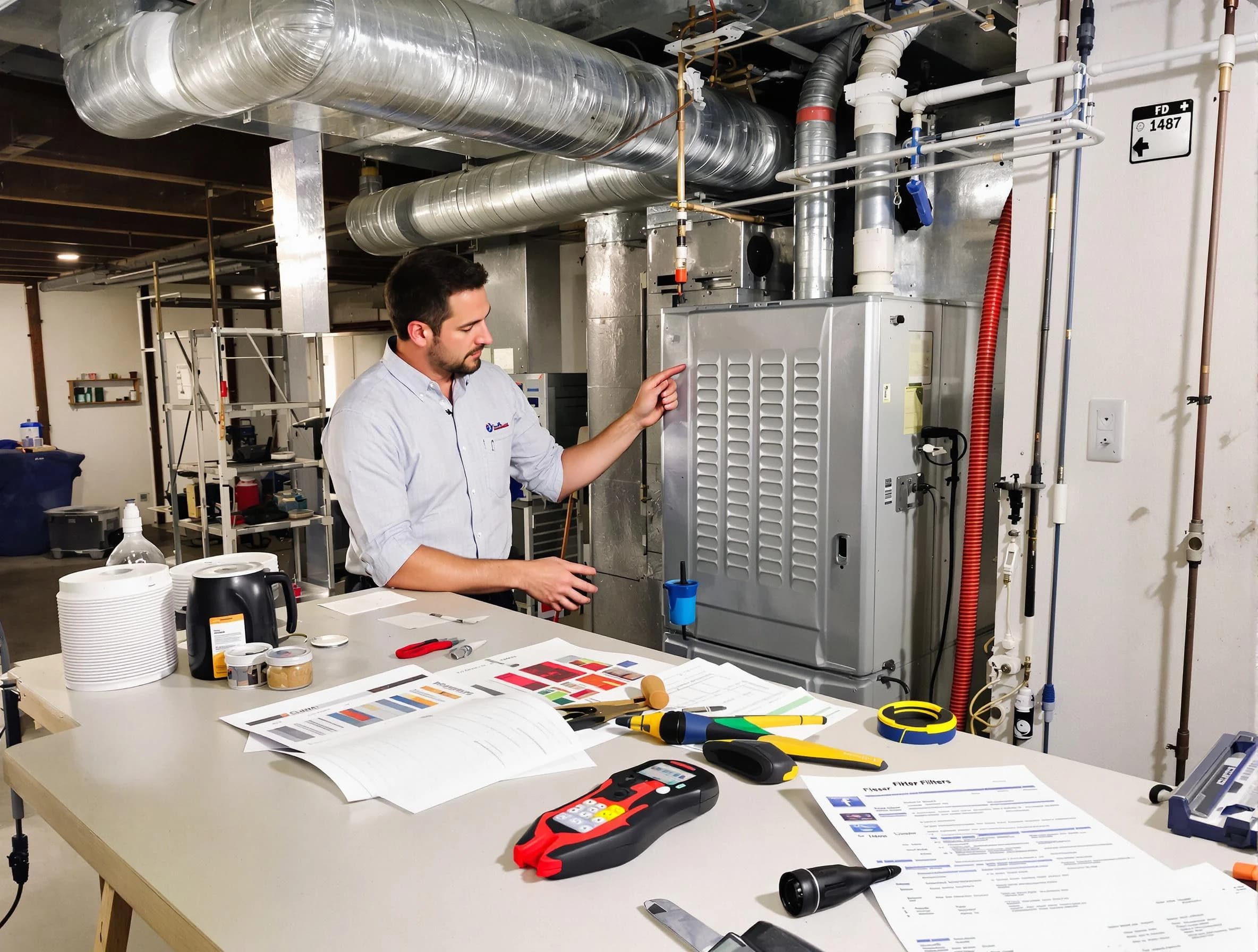 Edgewood Air Duct Cleaning inspector conducting detailed filter system evaluation using professional diagnostic tools in Edgewood