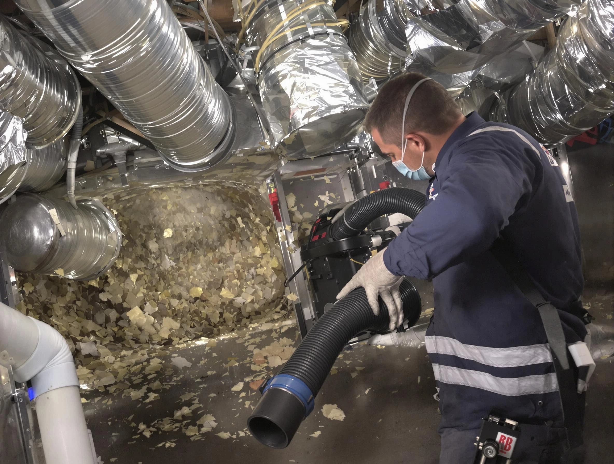 Edgewood Air Duct Cleaning specialist operating negative pressure cleaning equipment for thorough duct maintenance in Edgewood