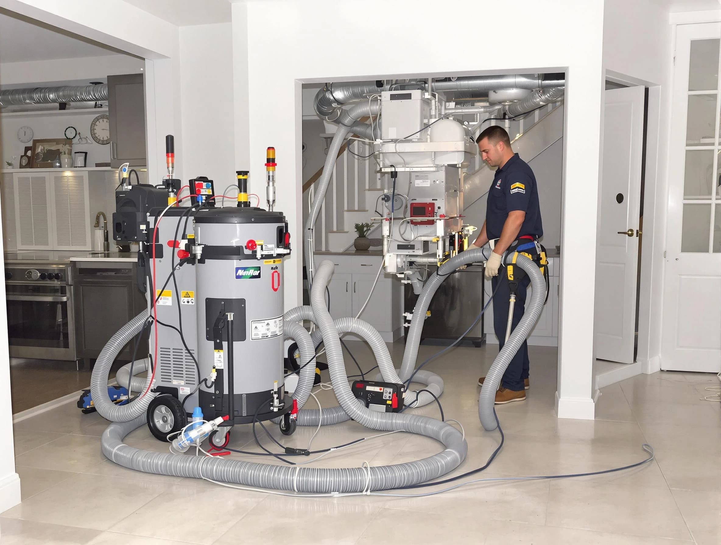 Edgewood Air Duct Cleaning technician operating negative pressure cleaning equipment for thorough duct maintenance in Edgewood