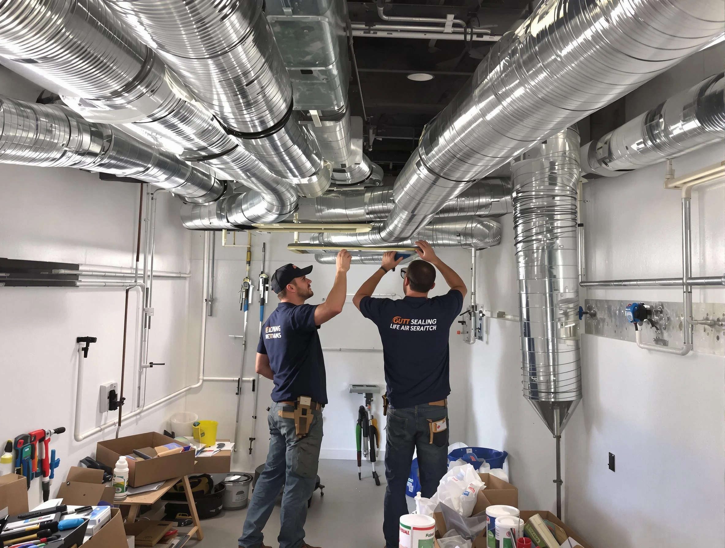 Edgewood Air Duct Cleaning technician applying professional duct sealing solutions in Edgewood
